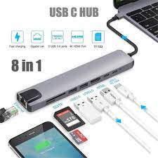 USB Type C Adapter with 4K HDMI Port Ethernet RJ45 (8 ports)