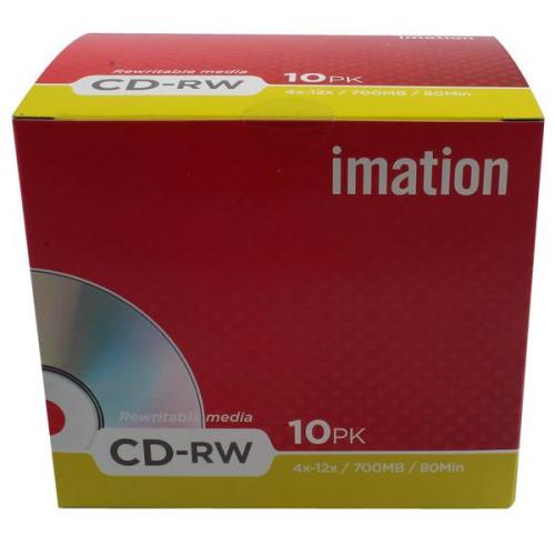 imation 700mb 4 10x cd rw in jewel case pack of 10